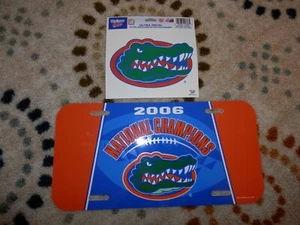 Florida Gators License plate & window cling lot (2) NEW VTG NCAA Football Champs - Picture 1 of 6