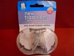 GERBER New Traditions Wide Mouth bottle Nipples 2 styles 3 flow rates you choose - Picture 1 of 12
