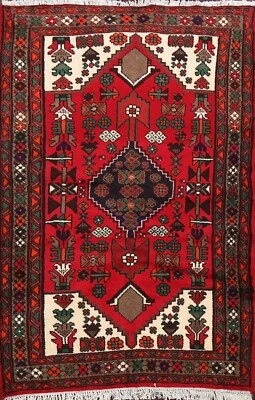 3'x5' Vintage Hamedan Geometric Tribal Area Rug Hand-knotted Home Decor Carpet - Image 1 of 4