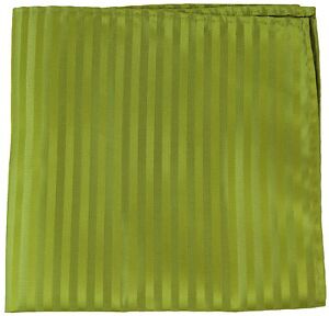 New Men's Polyester Woven pocket square hankie only green tone on tone stripes