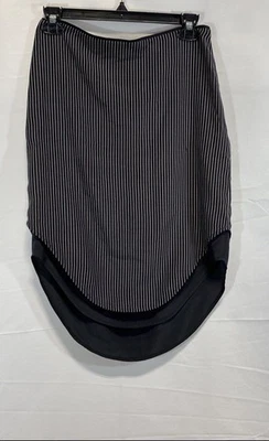 Falda para mujer Rag & Bone negra blanca a rayas seda asimétrica alta baja 2 Foto 1 de 4