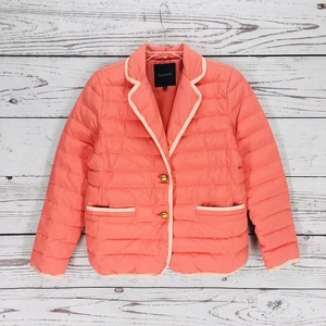 Talbots Quilted Puffer Jacket Coat Blazer Women's M Orange Gold Button Lined - Picture 1 of 9