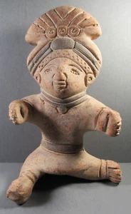Mexican-Aztec Terracotta Male Sculpture Clay Pottery 7.5" x 4.5" Handmade. - Picture 1 of 6
