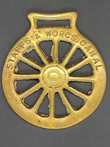 Medallones de arnés decoración de colección Staffs & Worcs Worcestershire canal latón caballo - Imagen 1 de 4