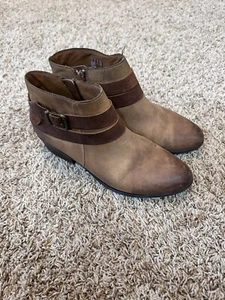 Clarks Collection Ankle Boots Booties Shoes Size 8 Brown Buckle - Picture 1 of 8
