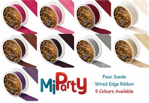 Wildlederimitatband, Drahtkante, Vintage Look, Hochzeit, Basteln: 38 mm x 1 Meter - Bild 1 von 10