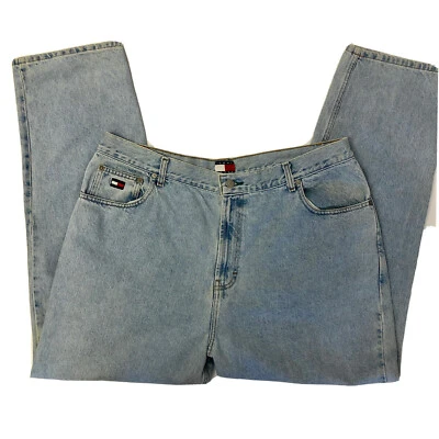 Vtg Tommy Hilfiger Logo ACID Wash BAGGY HiP HoP FREEDOM Streetwear Blue Jeans 38 - Image 1 of 4