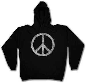 PEACE SYMBOL HOODED SWEATSHIRT HOODIE Sign Logo Frieden Regenbogen Hippie 60s - Picture 1 of 2