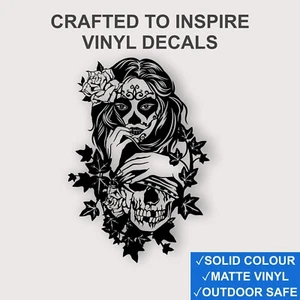 Sugar Skull Woman Vinyl Decal – Day of the Dead Wall Sticker – UK Made - Picture 1 of 13