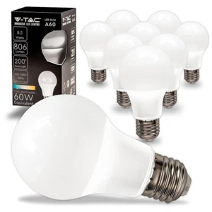 LAMPADINA LED V-Tac E27 8.5W A60 6500K - VT-2099 217262 - Bianco Freddo 10pz - Foto 1 di 6