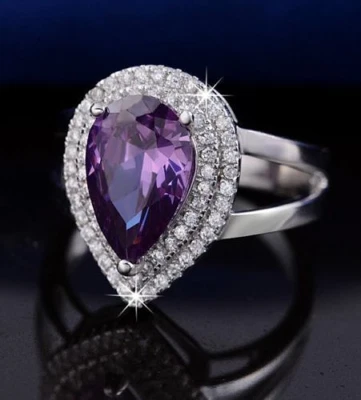 SCONTO 10g: ANELLO '20 AMETISTA, BRILLANTI, LEGA PLATINO/ARGENTO CM1,8 RAFFINATO - Immagine 1 di 4