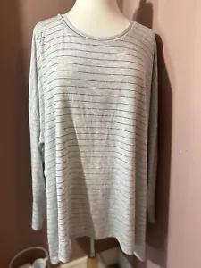 Lisa Rinna Collection Long Sleeve Top Womens 3X Metallic Pinstripe New - Picture 1 of 10