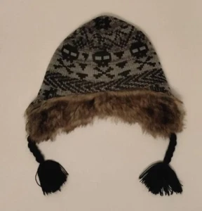 Unisex Youth 8-16 Target Brand Skull Knit Hat With Faux Fur Lining - Picture 1 of 4