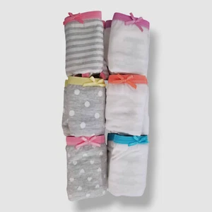 Maidenform Big Girls White Gray 6-Pack Assorted Cotton Brief Panties Size 12 - Picture 1 of 2