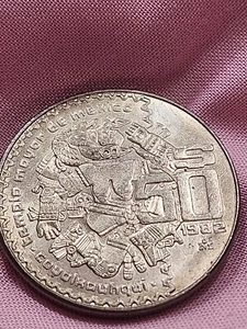 1982 -Templo Mayor - Coyolxauhqui - MEXICO $50 Pesos AZTEC Moon Goddess ~ Coin 4 - Picture 1 of 6