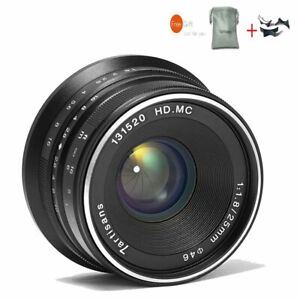 7artisans 25mm F1.8 Black Manual Focus Lens For Fuji X-Mount  X-T1/X-Pro1