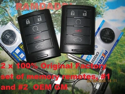 #1 & #2 Pair! 100% OEM 08/15 Cadillac CTS STS Smart Remote Fob 25943676 25943677 - Image 1 of 4