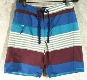 Patagonia Boardshorts Herren 32 blau kastanienbraun weiß gestreift Badehose Strand - Bild 1 von 10