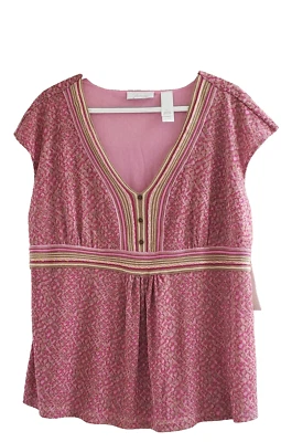 Blusa JH Collectibles Talla 1X Rosa Sin Mangas Top Cintura Imperio Pullover Camisa  Foto 1 de 4