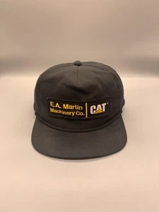 VINTAGE Caterpillar Hat Cap Snap Back Black CAT Trucker Patch Logo Mens 90s - Picture 1 of 8