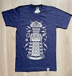 Johnny Cupcakes Small 2013 Cake-Bot Dr Who Dalek T-Shirt With Tags Rare Navy Tee - Picture 1 of 11