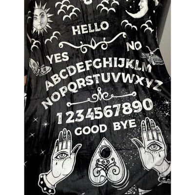 Ouija Board 50L x 40W Fleece Throw Blanket Moon Skull Gothic Decor, NEW     - Image 1 of 2