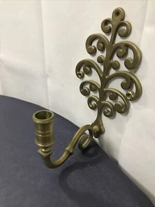 Aplique de latón de un solo brazo candelabro montaje en pared colonial tradicional abuela - Imagen 1 de 7