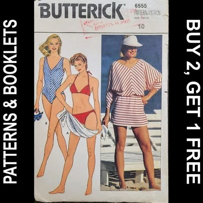 Vintage Butterick Bikini/Swimsuit/Cover-Up Pattern #6555 Size 10 CUT* - Image 1 of 4