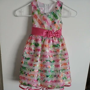 JESSICA ANN SPRING DRESS/FLORAL PRINT WITH SASH/BOW SIZE 4 - Picture 1 of 5