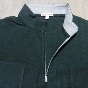 PETER MILLAR Mens L LARGE PULLOVER BALSAM GREEN CROWN COMFORT 1/4 ZIP POLO - Picture 1 of 15