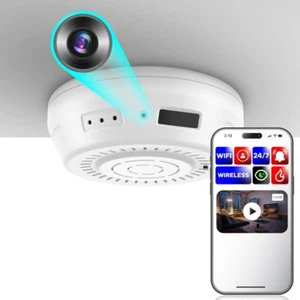 Smoke Detector Camera WIFI LIVE VIEW Alarm Sensor Small Mini Office Room - Picture 1 of 5