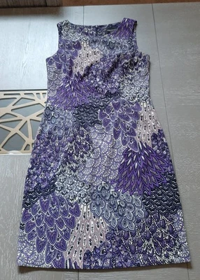 Vestido sin mangas Connected Apparel púrpura/gris/blanco cachemir cremallera talla 8 Foto 1 de 4