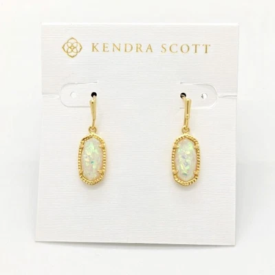 Nuevos pendientes colgantes de oro Kendra Scott Lee en ópalo blanco Foto 1 de 2