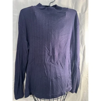 Top J Ferrar Acanalado Cuello Simulado Manga Larga Azul Marino Talla Grande Foto 1 de 4