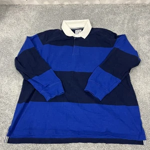 Lands End Shirt Herren 2XL XXL Blau Rugby Polo Langarm Baumwolle Heavy - Bild 1 von 9