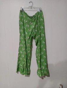 Mud Pie pink And Green Giraffe Pajama Bottom Pants Woman Size L Used - Picture 1 of 7
