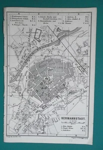 ROMANIA Piante urbane di Sibiu Brasov - 1880 MAPPA BAEDEKER 4x6" 10x15 cm - Foto 1 di 2