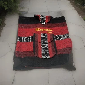 Backpack Beach Bag Boho Hippie Rasta Woven Red Black Mazatlan Mexico Back Pack - Picture 1 of 10
