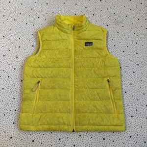 Patagonia Down Sweater Vest Boy's Size M (10) Neon Yellow Puffer Vest Reflective - Picture 1 of 10