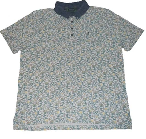 William Murray Polo Shirt Mens XL White Green Golf Floral Cocktail Geometric - Picture 1 of 9