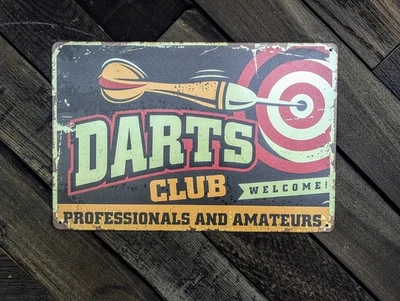 Letrero de club de dardos - Estilo vintage pub bar hombre decoración de cueva - 12 x 8 pulgadas Foto 1 de 2