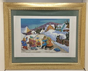 PAULINE T PAQUIN "LIAUTOBUS EST EN RETARD" COLOR LITHOGRAPH FRAMED - Picture 1 of 9