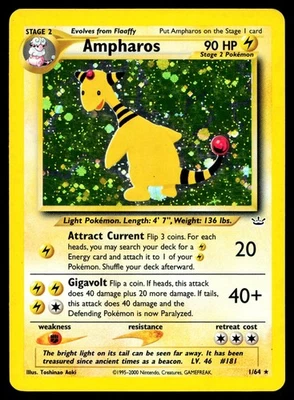 POKEMON TCG AMPHAROS 1/64 NEO REVELATION HOLO MP - Image 1 of 2