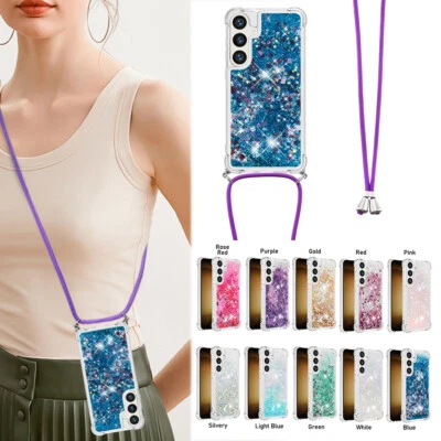 Fr Samsung Galaxy S25 S24FE S23 S22 + стильный блестящий зыбучий песок тонкий чехол ремень - Изображение 1 из 4