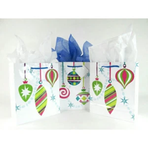 LDW 9 Assorted Christmas Ornaments Paper Party Favor Wedding Gift Handle Bags - Picture 1 of 4