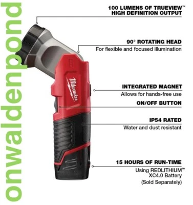 MILWAUKEE 49-24-0146 M12 12V VOLTS 160 LUMENS CORDLESS LED WORKLIGHT WORK LIGHT - Image 1 of 2