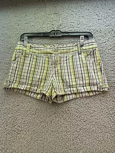 Pantalones cortos Mossimo supply para mujer talla 1 amarillo a cuadros RN 17730 - Imagen 1 de 9