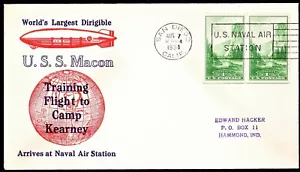 Rare USS Macon ZRS5 Zep Flight Cover San Diego Aug 7 1934 Hacker Cachet 4 Made - Picture 1 of 1