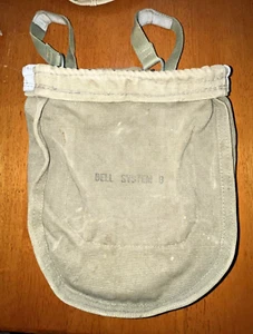 Vintage Bell System B Telephone Lineman Tool Pouch Bag Green Canvas Clips - Picture 1 of 5