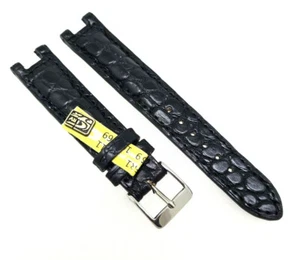 Cinturino Vero Coccodrillo 16mm Adatto per Pasha Di Cartier Con Fibbia Nero - Foto 1 di 4